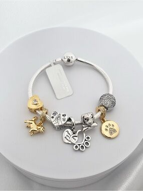 Linx Snake Chain Bracelet with Golden Retriever Themed Charms